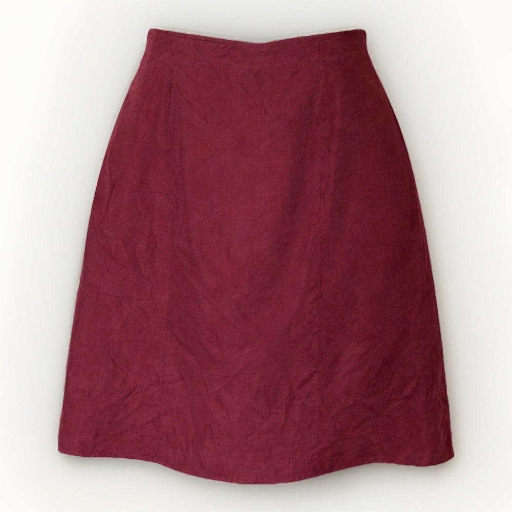 Quiet Luxury Silk Maroon Midi Skirt Women Size 18 A-Line‎ Minimalist Luxe
